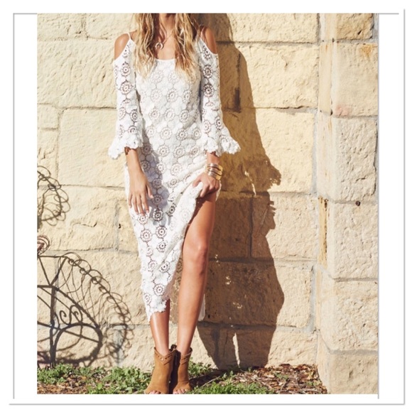 NWT Winston White Carmela Lace Crochet Maxi Dress Ivory Size Small - Picture 3 of 12